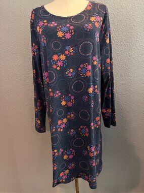 GUDRUN SJODEN KNIT COTTAGECORE LAGENLOOK LONG SLEEVE FLORAL MIDI DRESS - EUC- XL